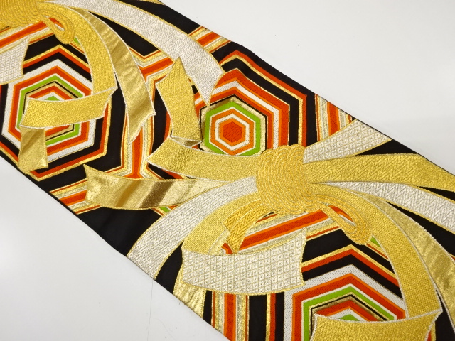 JAPANESE KIMONO / ANTIQUE FUKURO OBI / SILK / WOVEN NOSHI & KIKKO